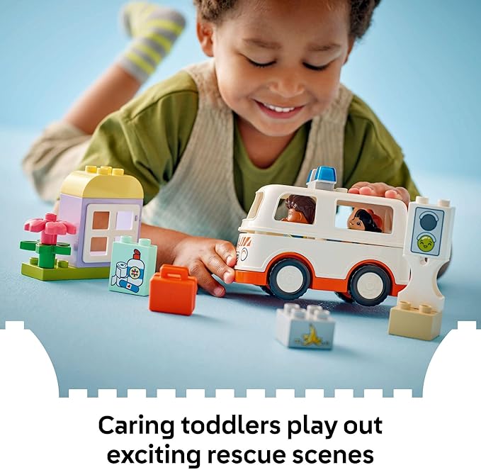 LEGO DUPLO Town Ambulance & Driver Building Toy Playset - Preschool Learning and Educational Ambulance Toy for Toddlers, Boys and Girls, Ages 2+ - Pretend Play Baby Gift Idea - 10447