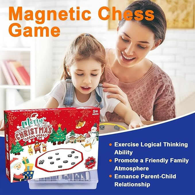 30 Piece and Rope Magnetic Chess Game Set - Portable Magnetic Chess Board for Children and Adults, Brain Boosting Strategy Game, Perfect for