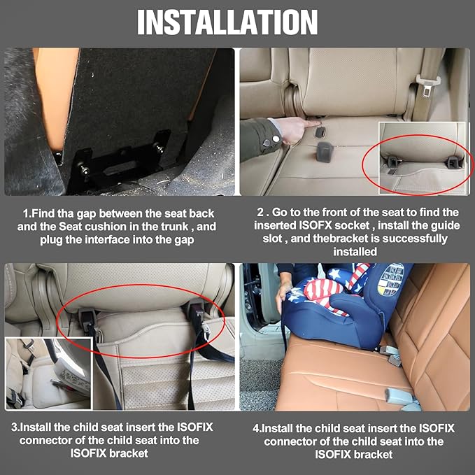 Universal Child Seat Anchor Kit Safe Cars Seat Mount Bracket, Universal ISOFIX Latch Interface Bracket Steel Latch Connector 332*135*136mm Height Adjustable for Sedans