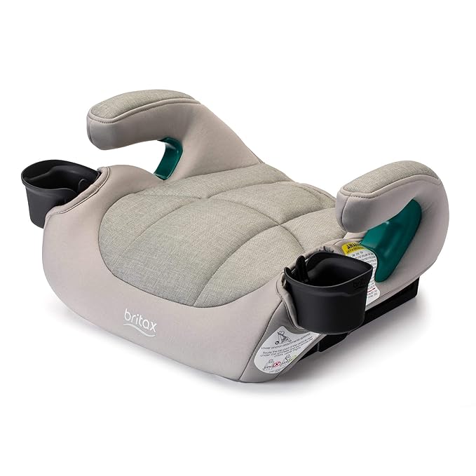 Britax UpNGo Click Backless Booster Car Seat with Rigid Latch, Lightweight and Portable Travel Booster with Slim Design and PosturePlus, Accommodates Kids up to 120 Lbs and 63” – Parchment
