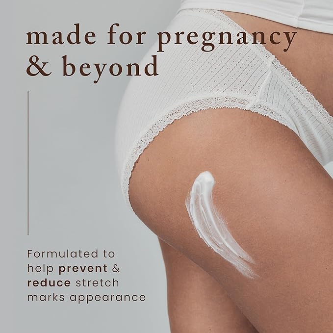 Nemah Stretch Mark Cream for Pregnancy, Moisturizing Belly Cream with Algaktiv UpLift, Shea Butter & Macadamia Oil, Pregnancy Body Cream for Belly, Hips & Thighs, 3.4 oz