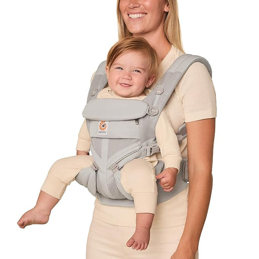 Ergobaby Omni Classic Baby Carrier Newborn to Toddler - Breathable Baby Carriers for Summer - All-Position Carrier with Lumbar Support (7-45 Pounds), Mesh, Pearl Grey (Pack of 6)