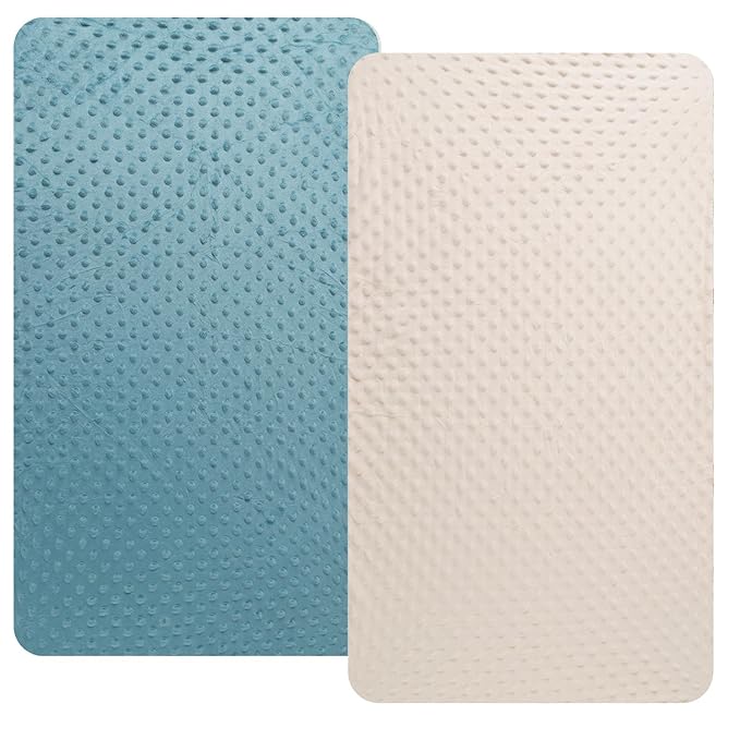 Dot Changing Pad Cover Set 2 Pack Stretch Ultra Soft for Baby Girls and Boys Blue&Cream