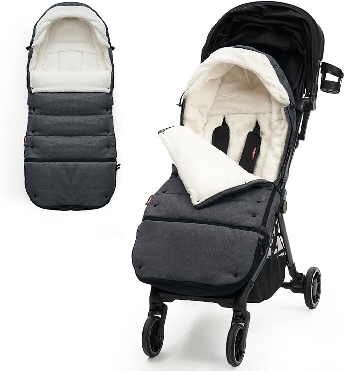 Momcozy Stroller Footmuff Universal | Easily Attaches to Most Strollers | Ultra-Plush,Weather-Proof Stroller Sleeping Bag | Deluxe Warm Stroller Bunting Bag | Extendable Cover Winter | Adjust-Buckle
