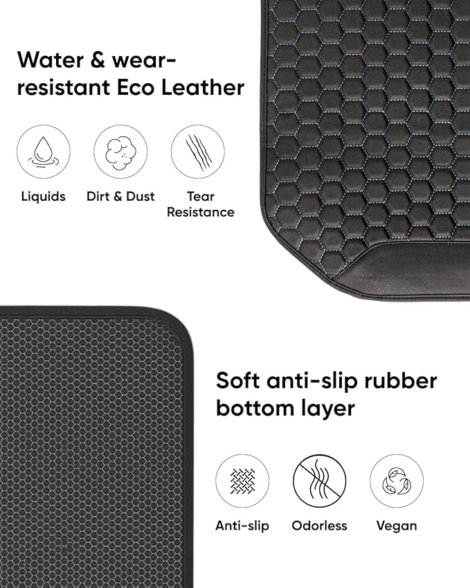 Owleys Kick Mat Back Seat Protector - Car Back Seat Cover for Kids Feet - Waterproof & Sturdy Protector for Upholstery from Dirt, Mud, Scratches and Stain (Black)