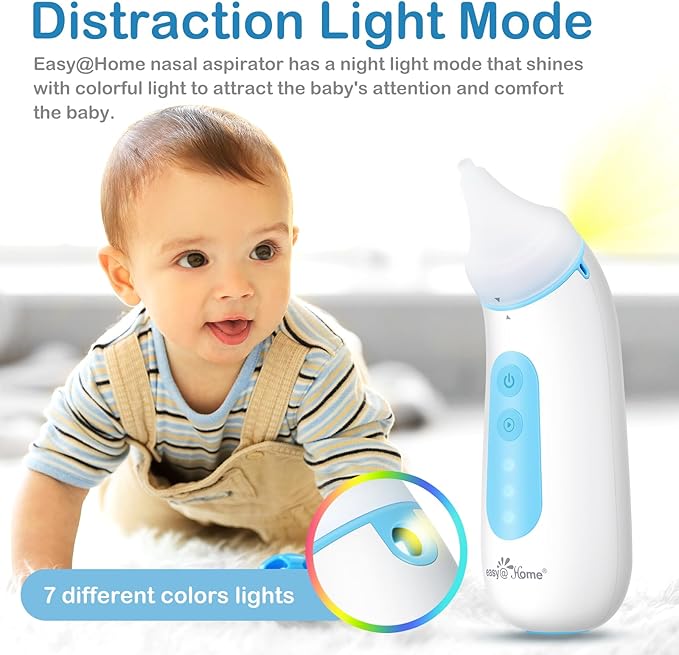 Easy@Home Electric Nasal Aspirator for Baby with LED Night Light, 3 Adjustable Suction Levels & USB Rechargeable – ENA102
