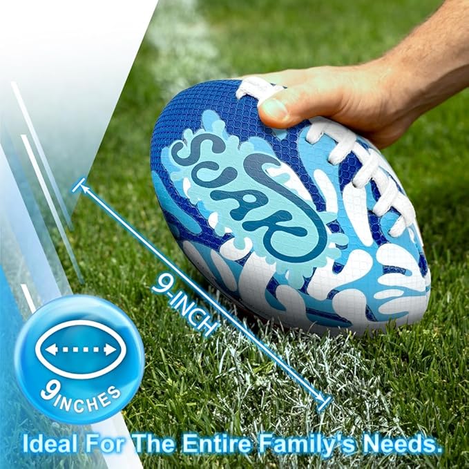 SOAK 9-Inch Water Football – Waterproof Foam Ball for Pool, Beach & Lake Games, Kids Ages and Adults, Outdoor Family Toy