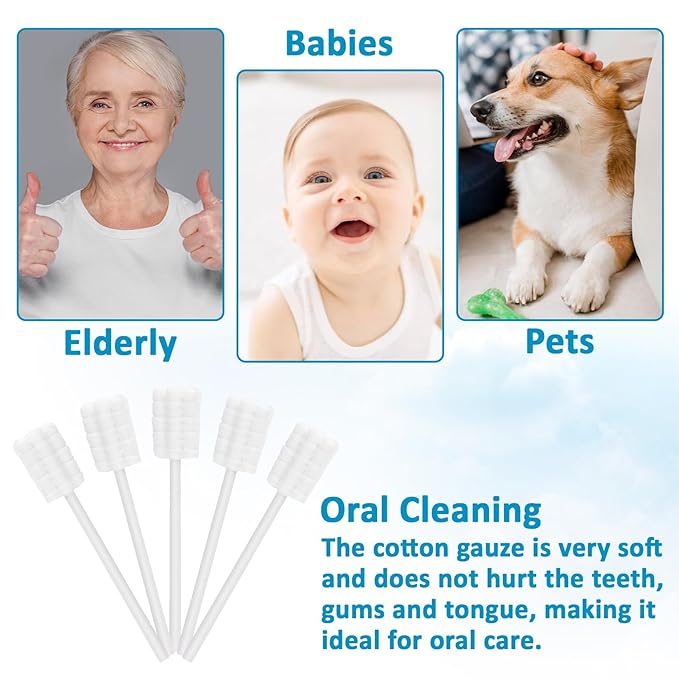 MAQIHAN 50Pcs Baby Tongue Cleaner - Baby Oral Cleaner Newborn Tongue Cleaner for Infants Bulk Disposable Thrush Brush for Babies Individually Wrapped Cotton Gauze Mouth Cleaner for Mouth Gum Cleansing