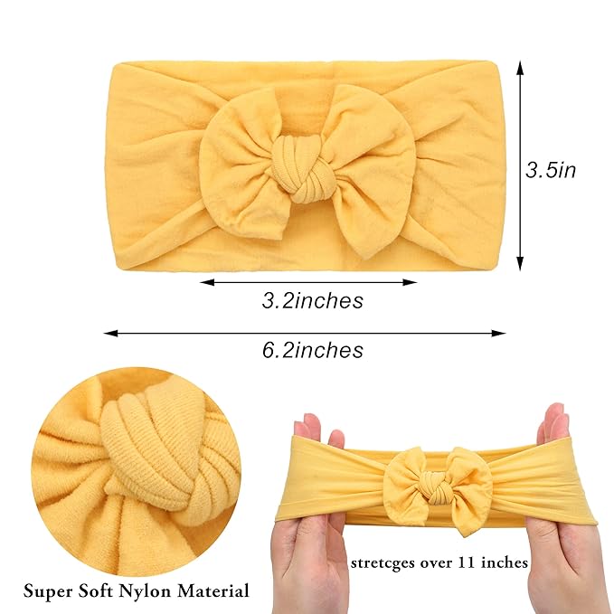 kangaroo 25 Colors Baby Girl Headbands 4 inches Hair Bows Super Soft High Stretchy Hair Turban Head Wraps Headbands for Infant Newborn Toddlers Girls and Kids
