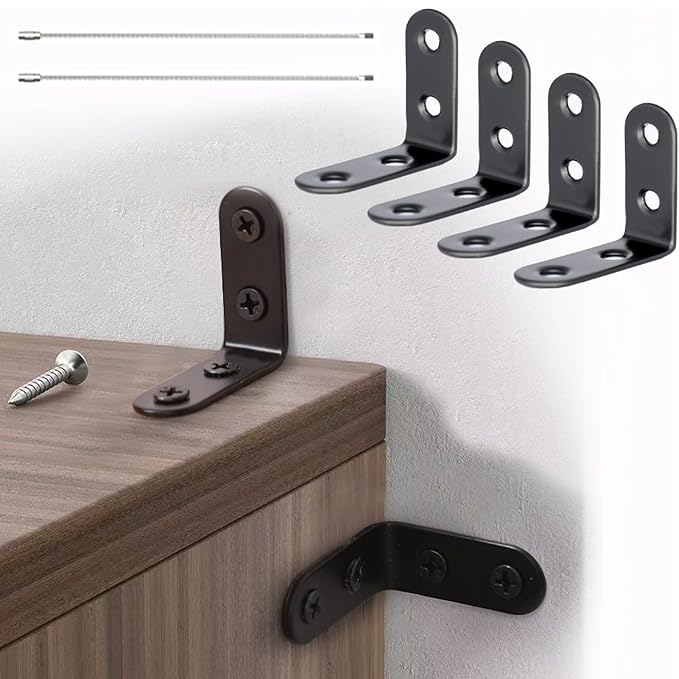 Furniture Anchors Small Aesthetic Earthquake Straps for Furniture Dresser Wall Anti-Tip Furniture Safety Anchor to Childproof and Babyproof Your Home Holds Up to 500 Pound (Black, 1.6 in)