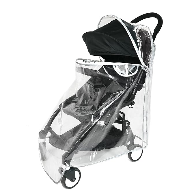 HighEnd Thicking EVA RainCover for Compact Foldable Stroller,Fit BBZYOYO Perfectly,Weather Shield with Waterproof Zipper Opening,Reflective Safety Edging & Full Coverage Design,Ideal for Urban Travel.