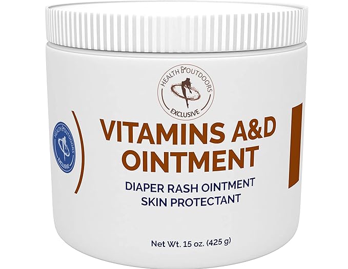 Vitamin A & D Ointment 15 Oz Jar, Skin Protectant for Diaper Rash, Cuts, Burns, Abrasions, Wounds and Scrapes