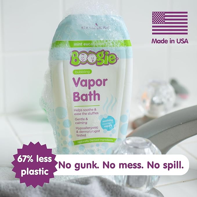 Boogie Kids Botanical Bubble Bath, Soothing Vapor, Made with Natural Essential Oils, Mint Eucalyptus, 16 oz (Pack of 1)