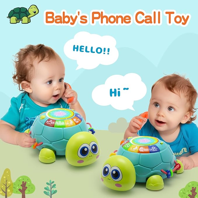 VoMii Musical Turtle Baby Toys 6 to 12 Months, Infant Crawling Tummy Time Development Toy, Light up Music Toys for 7 8 9 10 11 Months Old, Christmas Birthday Gifts for 1-2 Year Old Boy Girl
