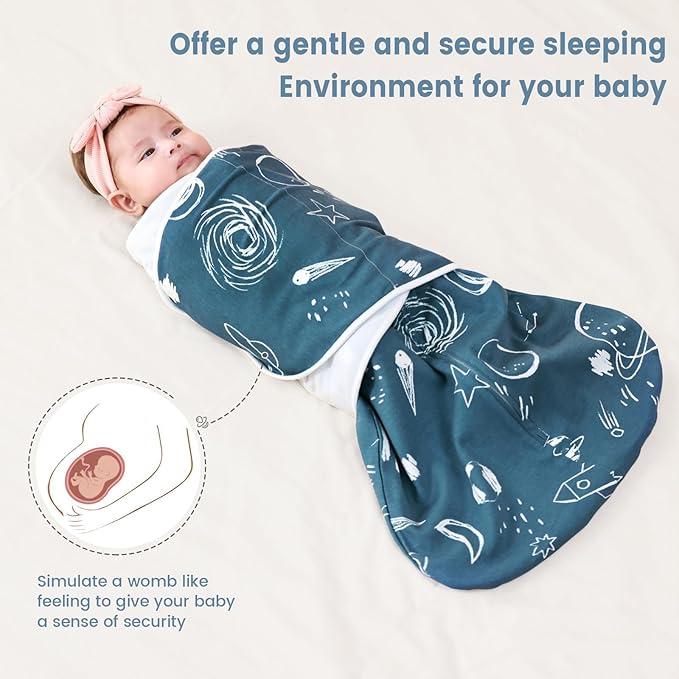 ZIGJOY Sleep Sack Swaddle 1.0 TOG Baby Wearable Blanket 100% Cotton Baby Swaddle Blanket for Newborns 6-12 Months for Boy Girl, Space