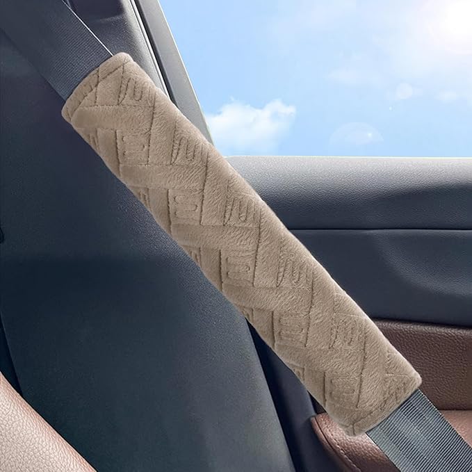 surpassme Car Seat Belt Pads Covers, 2PCS Seat Belt Shoulder Strap Covers Protector to Release Stress to Your Neck and Shoulder for a Safety Driving(Khaki)