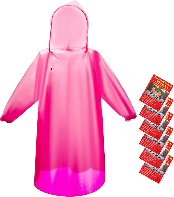 6 & 20 & 50 Pack Disposable Rain Ponchos for Adults/Youth, Waterproof PE Raincoats with Drawstring, Camping/Emergency