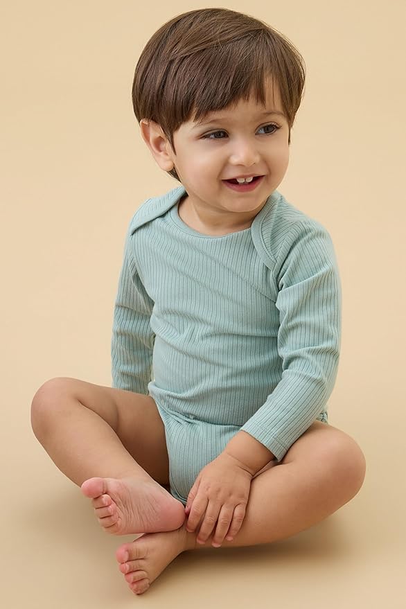 MORI Baby Unisex Long Sleeve Bodysuit Viscose from Bamboo and Organic Cotton - Comfortable Toddler Romper for Boys and Girls