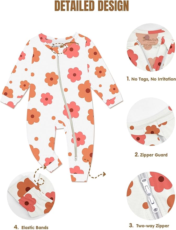 Baby Girls Boys Footless Romper 2 Way Zipper Soft Rayon Outfits, Outdoor Tie-dye Long Sleeve Clothes Jumpsuit