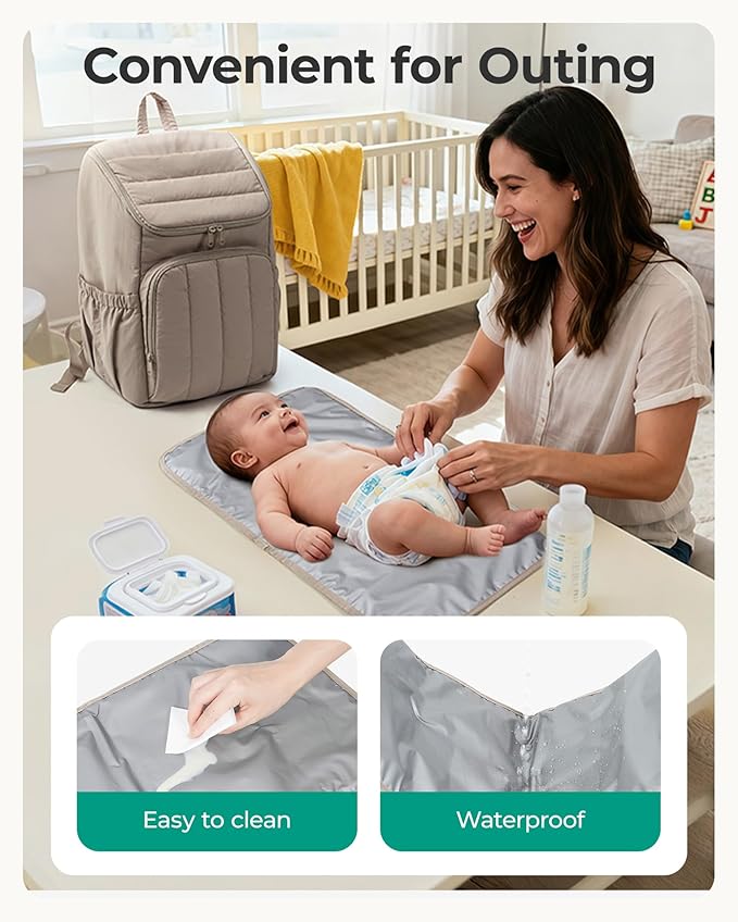 BAGSMART Diaper Bag Backpack, Large Baby Diaper Bag, Quilted Puffy Baby Bag for Mom with Quick-access Insulated Pockets, Lightweight Versatile Travel Backpack