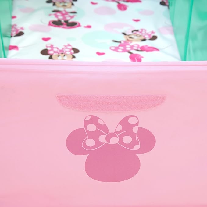 Bright Starts Disney Baby Minnie Mouse TuckAway Travel Tub, Converts Shower to Bathtub, Folds to Store, Easy to Clean, Portable Baby Bathtub for Travel, 12M-5Y