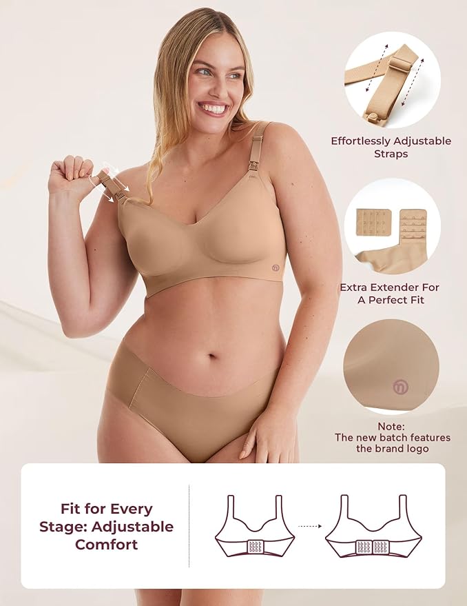 Momcozy Nursing Bras for Breastfeeding, YN21 Seamless Ultra Comfort Maternity Bra, Natural Shape, Pregnancy Sleep Bralette