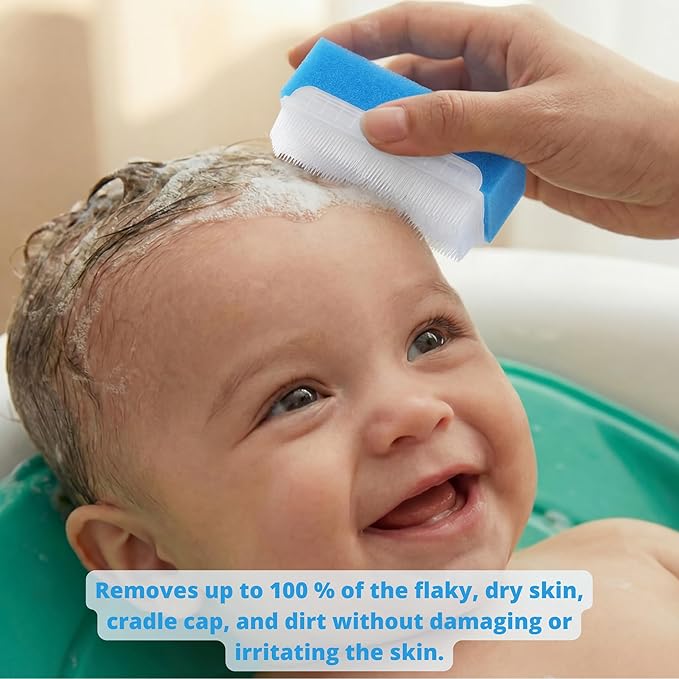 Cradle Cap Brush for Babies - Cradle Cap Treatment | Baby Sponge for Bathing | Baby Brush and Comb Set Newborn | Baby Comb & Scalp Scrubber (Set of 6)