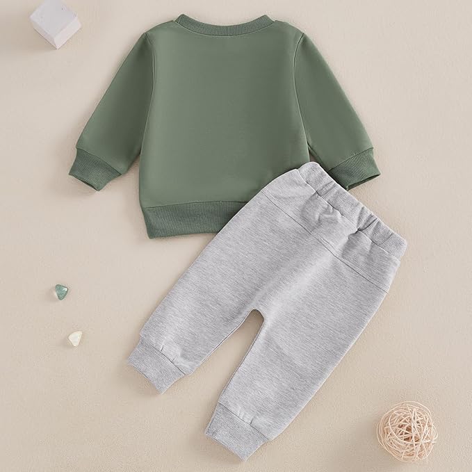 Baby Boy Fall Clothes Set Long Sleeve Letter Print Sweatshirt Pants Toddler Infant Outfits 6 12 18 24 Months 2T