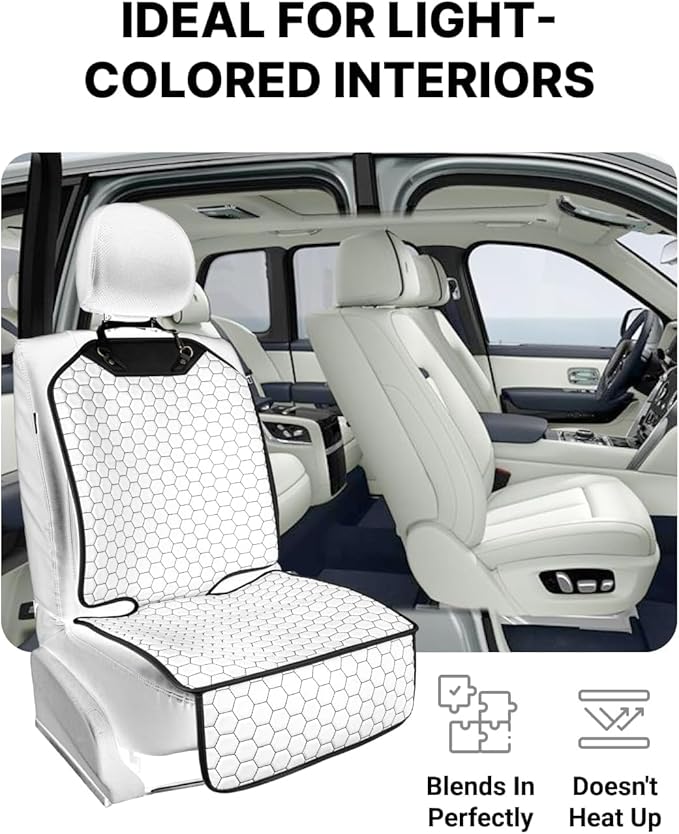 Owleys Premium Leather Car Seat Protector for Child Car Seat Cover from Dirt Scratches (White Set Kick Mat+Seat Protector)