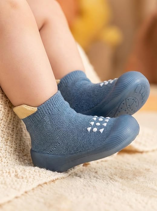 Hstyle Baby Sock Shoes Toddler Walking Shoes Infant Non-Slip Slippers Soft Rubber Sole Sneakers for Baby Boys Girls