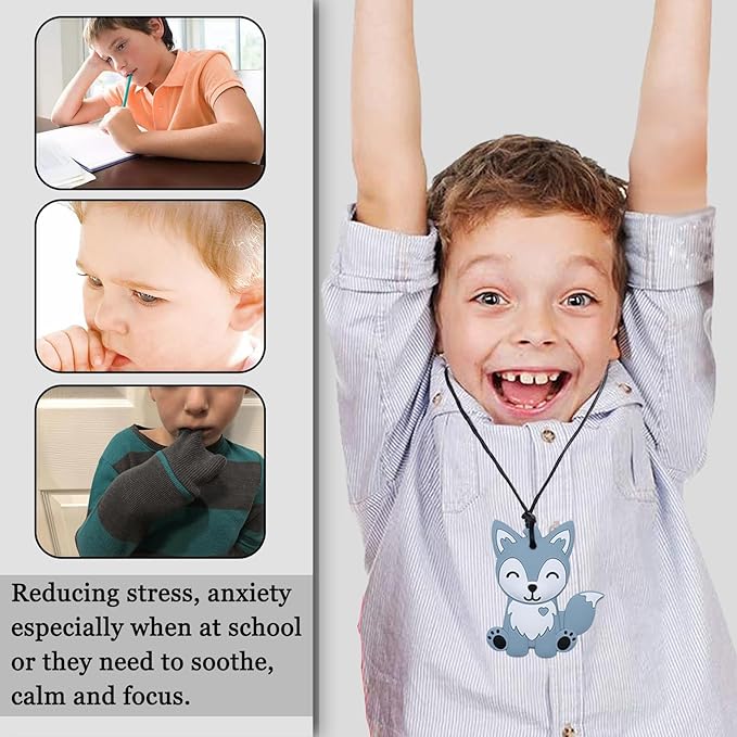 Chew Necklaces for Sensory Kids, Sensory Toys for Kids with Autism, ADHD, SPD, 6 Pack Chewy Necklace for Anxiety Fidgeting Relief