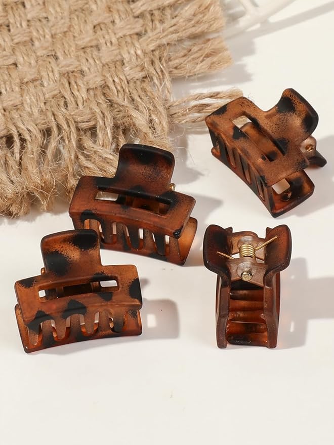 24 Small Hair Clips for Women Girls - Non-Slip Grip&Tangle-Free,Durable Plastic Mini Claw Clips (Tortoise & Black) for Thin/Medium Hair