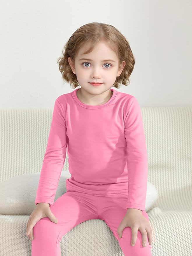 VZV 2T-6Y Toddler Thermal Set Thermal Underwear for Kids Fleece Lined Toddler Base Layer Long Johns for Kids Boys Girls