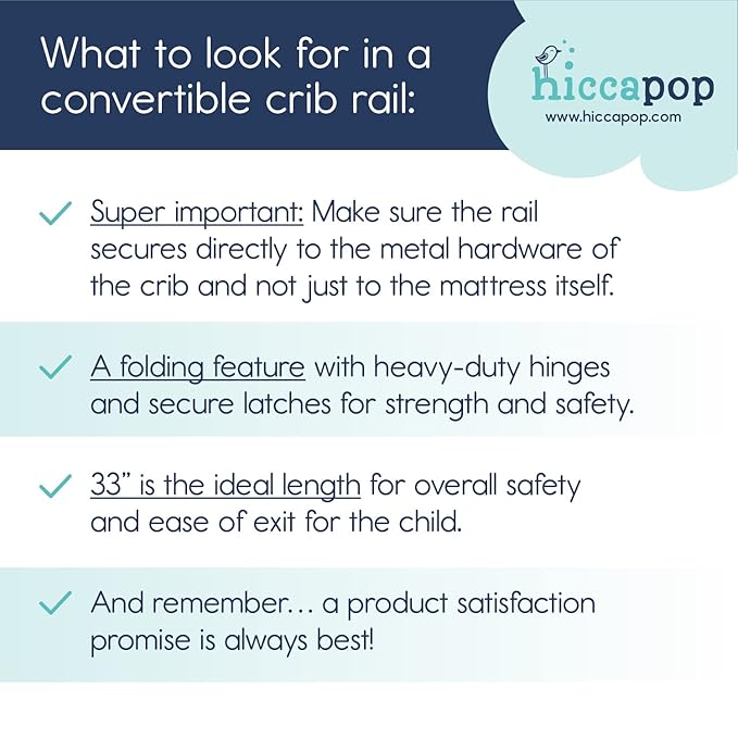 Hiccapop Convertible Crib Bed Rail for Toddlers, Crib Rail Guard with Reinforced Anchor Safety