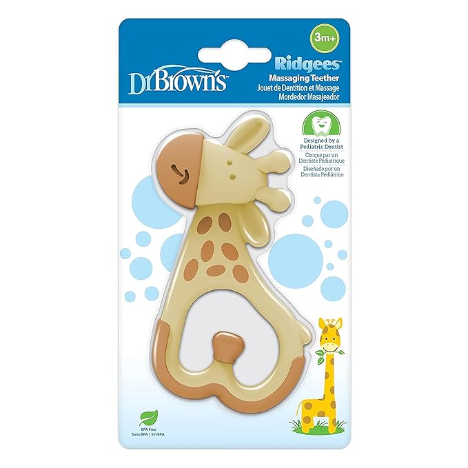 Dr. Brown's Ridgees Giraffe, Massaging Baby Teether, Designed by a Pediatric Dentist, BPA Free, 3m+ (Pack of 2)