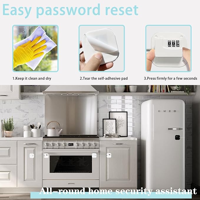 Fridge Lock Refrigerator Freezer Childproof Locks for Cabinets and Drawers Easy Install No Keys Needed Combo Lock Multifunctional Child Safety Cabinet Locks