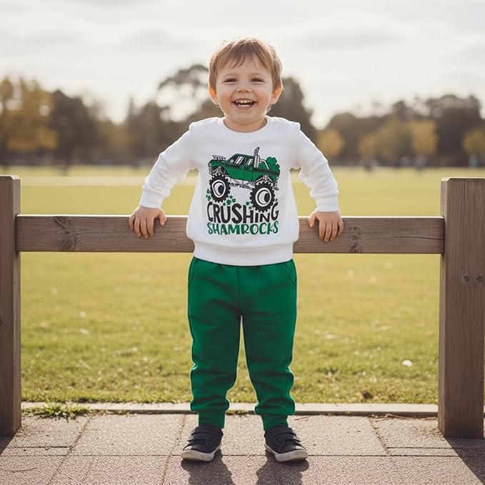 WZTYYDS Toddler Baby Boy Fall Clothes Letter Truck Long Sleeve Pullover Sweatshirt Tops Joggers Pants Set Winter Outfits