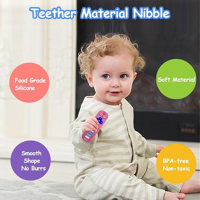 YAPROMO Babay Teething Toys,Reomte Teether Toys, Silicone Chew Toy for Babies 18+ Months, Remote Control Shape Teething Toys, Early Educational Toy BPA Free & Refrigerator Safe