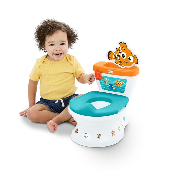 Bright Starts Disney Junior Finding Nemo My Size Potty Training Toilet, Toddler Potty Chair with Flushing & Cheering Sounds, Removable Seat with Splash Guard & Handles, Ages 18+ Months, Up to 50 lbs