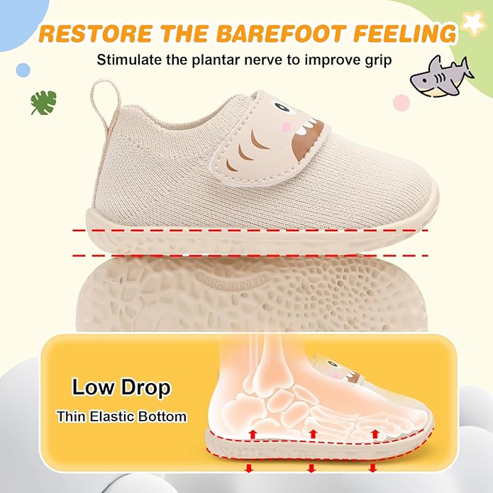 L-RUN Baby Shoes Boys Girls First Walking Shoes Infant Sneakers Toddler Crib Shoes Lightweight Breathable Non-Slip Soles