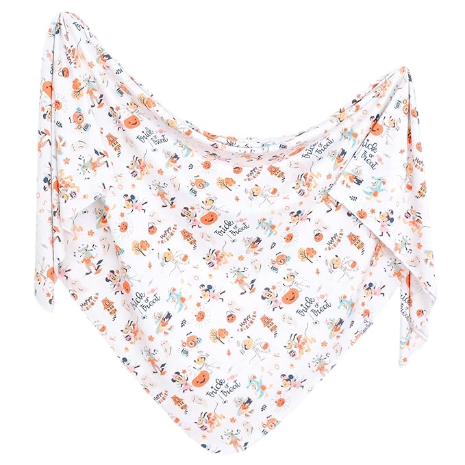 Copper Pearl Large Premium Knit Baby Swaddle Receiving Blanket 'Mickey Mouse's Boo Bash'