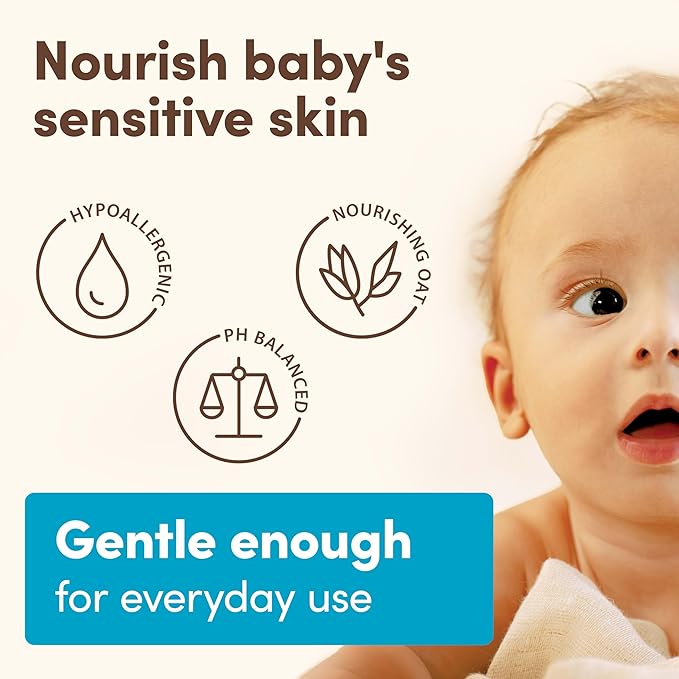 Aveeno Baby Daily Moisturizing 2-in-1 Wash & Shampoo, Baby Body Wash & Shampoo with Shea Butter & Oat Extract Gently Cleanses Baby's Sensitive Skin & Scalp, Gentle Coconut Scent, 12 fl. oz