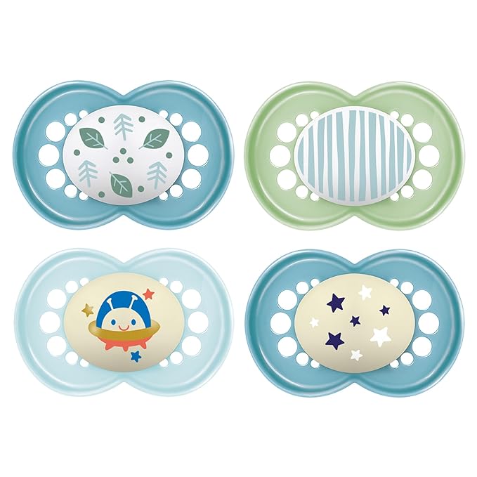 MAM Original Baby Pacifiers 16+ Months,Binky for Newborn Babies,BPA-Free Skin Soft Silicone Nipple,Glows in The Dark,Developed with Medical Experts,Made in Europe,4 Count (Pack of 12)
