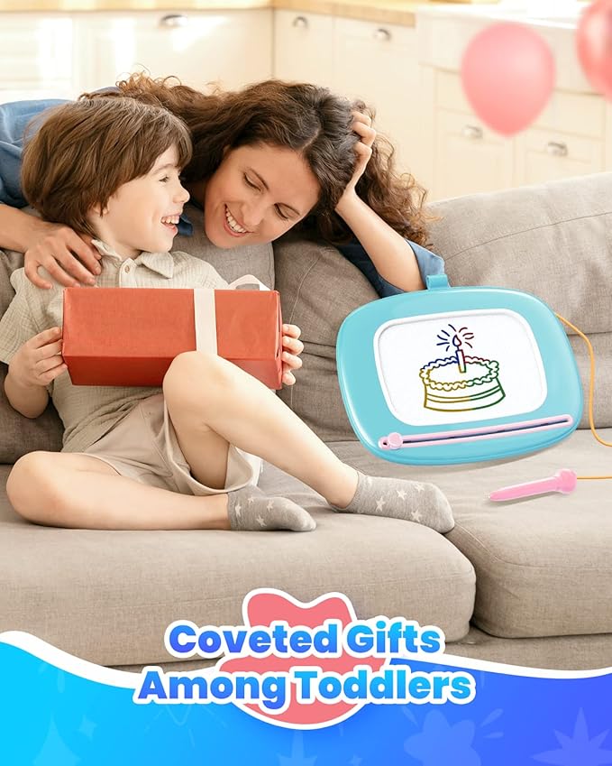 Magnetic Drawing Board, Toddler Girl Toy for 1-3 Year Old, Doodle Board Pad Learning and Educational Kids Toy for 1 2 3 Year Old Baby Birthday - Mint Blue