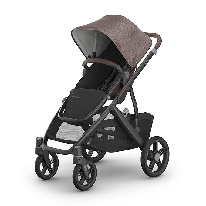 UPPAbaby Vista V3 Convertible Single-to-Double Stroller for Baby & Toddler, 30+ Configurations, Travel System Compatible, All-Wheel Suspension, XL Basket – Owen (Mocha Mélange/Carbon Frame)