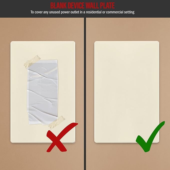 ENERLITES Screwless Blank Wall Plate, Child Safe Blank Device Outlet Cover, Standard Size, 1-Gang 4.68" x 2.93", Polycarbonate Thermoplastic, UL Listed, SI8801-LA, Glossy, Light Almond