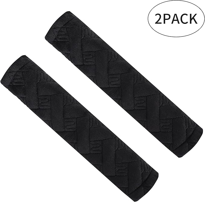Amooca Soft Auto Seat Belt Cover Seatbelt Shoulder Pad Cushions 2 PCS for a More Comfortable Driving Universal Fit for All Cars and Backpack Black Braid Pattern