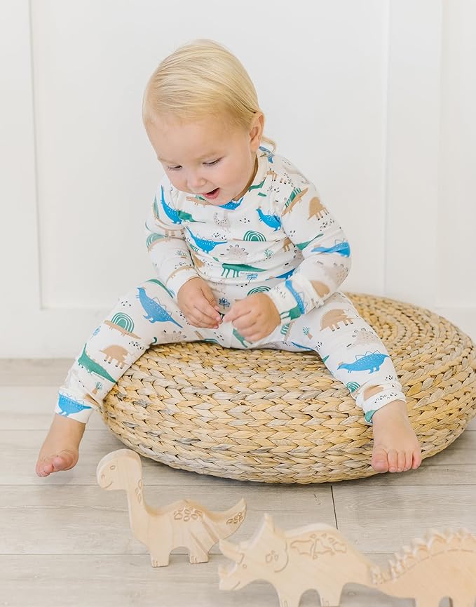 moimoln Sibling Matching 6M-8Y Soft Warm Cotton Modal Character Long Sleeve Snug-Fit Pajama Long Sleeve Sleepwear Daily