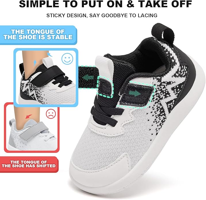 MORENDL Wide Toddler Shoes Baby Walking Shoes Boys & Girls Barefoot Sneakers Zero Drop Comfort Tennis Running Outdoor Activities