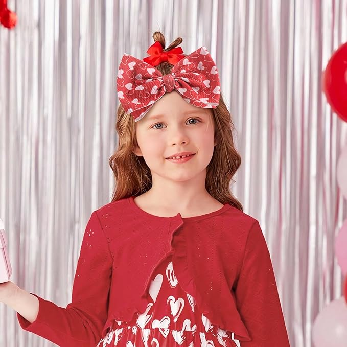 YanJie Baby Headbands Red Newborn Headbands Heart Light Bow Pink Baby Girls Bows Nylon Headband Baby Hair Accessories Infant Dress Up Gift